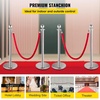 image:imageVEVOR Stanchions and Velvet Ropes 4Pcs Solid Base with Stainless Steel Post 5ft Red Velvet Ropes and Posts Crowd Control Barriers Gold Stanchions Red Carpet Runner Poles for Party SuppliesSilver