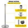 image:imageVEVOR Stanchions and Velvet Ropes 4Pcs Solid Base with Stainless Steel Post 5ft Red Velvet Ropes and Posts Crowd Control Barriers Gold Stanchions Red Carpet Runner Poles for Party SuppliesSilver