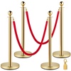 image:imageVEVOR Stanchions and Velvet Ropes 4Pcs Solid Base with Stainless Steel Post 5ft Red Velvet Ropes and Posts Crowd Control Barriers Gold Stanchions Red Carpet Runner Poles for Party SuppliesGold