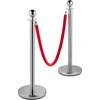 image:imageVEVOR Stanchions and Velvet Ropes 4Pcs Solid Base with Stainless Steel Post 5ft Red Velvet Ropes and Posts Crowd Control Barriers Gold Stanchions Red Carpet Runner Poles for Party SuppliesSilver