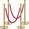 image:imageVEVOR Stanchions and Velvet Ropes 4Pcs Solid Base with Stainless Steel Post 5ft Red Velvet Ropes and Posts Crowd Control Barriers Gold Stanchions Red Carpet Runner Poles for Party SuppliesGold