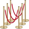 image:imageVEVOR Stanchions and Velvet Ropes 4Pcs Solid Base with Stainless Steel Post 5ft Red Velvet Ropes and Posts Crowd Control Barriers Gold Stanchions Red Carpet Runner Poles for Party SuppliesGold