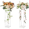 image:imageVEVOR 2PCS 315inch High Wedding Flower Stand With Acrylic LaminateAcrylic Vase Column Geometric Centerpiece Stands Floral Display Rack for TStage Events Reception Party Decoration HomeTransparent