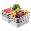 image:imageVEVOR 6 Pack Stainless Steel Hotel Pans  12 Size 6Inch Deep 08mm Thick AntiJam Commercial Food Pans for Steam Tables Restaurants Catering amp Industrial Use6 Inch Deep Thickened