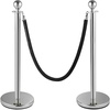 image:imageVEVOR Stanchions and Velvet Ropes 4Pcs Solid Base with Stainless Steel Post 5ft Red Velvet Ropes and Posts Crowd Control Barriers Gold Stanchions Red Carpet Runner Poles for Party SuppliesSilver