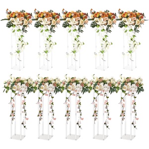 image:imageVEVOR 10PCS 236inch High Wedding Flower Stand With Acrylic LaminateAcrylic Vase Column Geometric Centerpiece Stands Floral Display Rack for TStage Events Reception Party Decoration Home