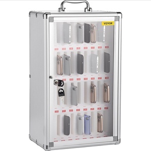 image:imageVEVOR 36Slot Cell Phone Locker  Silver Aluminum with Key Lock Portable Handle Handwritten Tags and WallMount for Offices Classrooms Gyms36 Slots