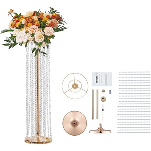 image:imageVEVOR 4PCS 3543inch Tall Crystal Wedding Flowers Stand Luxurious Centerpieces Flower Vases Crystal Gold Vase Metal Perfect for Tstage Wedding Party Ceremony Dinner Event Hotel Home DecorFrench Gold