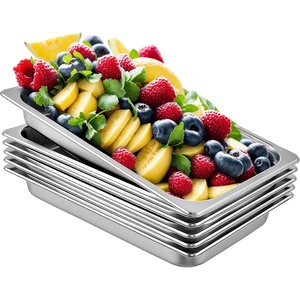 image:imageVEVOR 6 Pack Stainless Steel Hotel Pans  12 Size 6Inch Deep 08mm Thick AntiJam Commercial Food Pans for Steam Tables Restaurants Catering amp Industrial Use25 Inch Deep