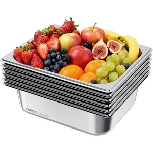 image:imageVEVOR 6 Pack Stainless Steel Hotel Pans  12 Size 6Inch Deep 08mm Thick AntiJam Commercial Food Pans for Steam Tables Restaurants Catering amp Industrial Use4 deep