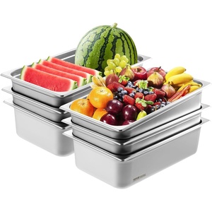 image:imageVEVOR 6 Pack Stainless Steel Hotel Pans  12 Size 6Inch Deep 08mm Thick AntiJam Commercial Food Pans for Steam Tables Restaurants Catering amp Industrial Use6 Inch Deep Thickened