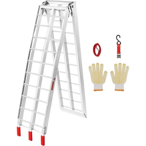 image:imageVEVOR 75ft Aluminum Ramps 1500 lbs Folding Loading Ramps 2 pcs Set for Pickup Trucks Bed Trailers Ramp with Load Straps for Dirt Bike UTV ATV Trucks Lawn Mowers Cargo Trailer 89 L x 12 W750lbs