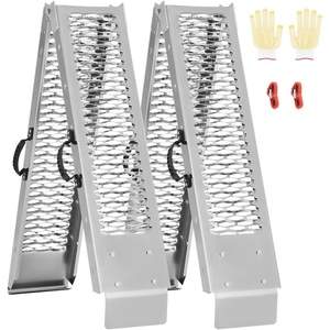 image:imageVEVOR 75ft Aluminum Ramps 1500 lbs Folding Loading Ramps 2 pcs Set for Pickup Trucks Bed Trailers Ramp with Load Straps for Dirt Bike UTV ATV Trucks Lawn Mowers Cargo Trailer 89 L x 12 W1000lbs