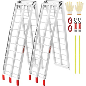 image:imageVEVOR 75ft Aluminum Ramps 1500 lbs Folding Loading Ramps 2 pcs Set for Pickup Trucks Bed Trailers Ramp with Load Straps for Dirt Bike UTV ATV Trucks Lawn Mowers Cargo Trailer 89 L x 12 W1500lbs