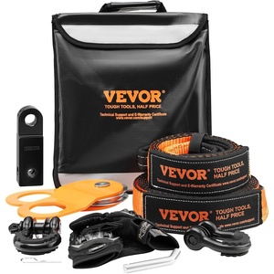 image:imageVEVOR OffRoad Recovery Kit 3 x 30 Tow Straps Heavy Duty with Hooks 30000 lbs Winch Strap Kit 44092 lbs DRing Shackles Shackle Receiver Snatch Block Pulley Gloves Storage Bag for ATV Jeep8piece set