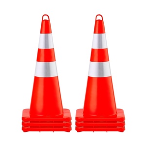 image:imageVEVOR Safety Cones 12 x 28 Traffic Cones PVC Orange Construction Cones 2 Reflective Collars Traffic Cones with Weighted Base and HandHeld Ring Used for Traffic Control Driveway Road Parking6