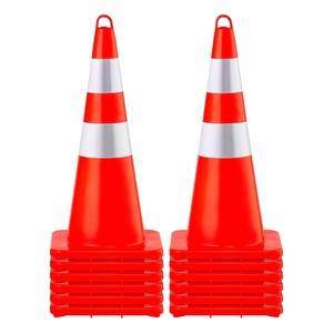 image:imageVEVOR Safety Cones 12 x 28 Traffic Cones PVC Orange Construction Cones 2 Reflective Collars Traffic Cones with Weighted Base and HandHeld Ring Used for Traffic Control Driveway Road Parking12