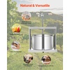 image:imageVEVOR 145 Gal5L Fruit Wine Press 2 Stainless Steel Barrels Manual Juice Maker Cider Apple Grape Tincture Honey Olive Oil Making Press with Triangular Handle for Outdoor Kitchen HomeWhite