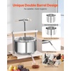 image:imageVEVOR 145 Gal5L Fruit Wine Press 2 Stainless Steel Barrels Manual Juice Maker Cider Apple Grape Tincture Honey Olive Oil Making Press with Triangular Handle for Outdoor Kitchen HomeWhite