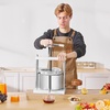 image:imageVEVOR 145 Gal5L Fruit Wine Press 2 Stainless Steel Barrels Manual Juice Maker Cider Apple Grape Tincture Honey Olive Oil Making Press with Triangular Handle for Outdoor Kitchen HomeWhite