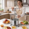 image:imageVEVOR 145 Gal5L Fruit Wine Press 2 Stainless Steel Barrels Manual Juice Maker Cider Apple Grape Tincture Honey Olive Oil Making Press with Triangular Handle for Outdoor Kitchen HomeSilver