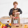 image:imageVEVOR 145 Gal5L Fruit Wine Press 2 Stainless Steel Barrels Manual Juice Maker Cider Apple Grape Tincture Honey Olive Oil Making Press with Triangular Handle for Outdoor Kitchen HomeRed