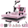 image:imageVEVOR 15x15 Heat Press Machine 8 in 1 Combo with 30 OZ Tumbler Press amp Hat Press Slide Out Heat Press Sublimation Machine for TShirts Hats Caps Tumblers Glass Cans Mugs and Plates Light Green8in115x1530OZPink