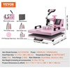 image:imageVEVOR 15x15 Heat Press Machine 8 in 1 Combo with 30 OZ Tumbler Press amp Hat Press Slide Out Heat Press Sublimation Machine for TShirts Hats Caps Tumblers Glass Cans Mugs and Plates Light Green8in115x1530OZPink