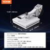 image:imageVEVOR 15x15 Heat Press Machine 8 in 1 Combo with 30 OZ Tumbler Press amp Hat Press Slide Out Heat Press Sublimation Machine for TShirts Hats Caps Tumblers Glass Cans Mugs and Plates Light Green15 x 15White
