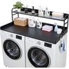 image:imageVEVOR 2 Drawers Washer Dryer Countertop with Shelf 54 x 27 Wooden Laundry Countertop with 2 Hooks amp Splicing Panels Washer and Dryer Topper Laundry Room Organization and Storage BlackBlack