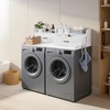 image:imageVEVOR 2 Drawers Washer Dryer Countertop with Shelf 54 x 27 Wooden Laundry Countertop with 2 Hooks amp Splicing Panels Washer and Dryer Topper Laundry Room Organization and Storage BlackWhite