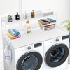 image:imageVEVOR 2 Drawers Washer Dryer Countertop with Shelf 54 x 27 Wooden Laundry Countertop with 2 Hooks amp Splicing Panels Washer and Dryer Topper Laundry Room Organization and Storage BlackWhite