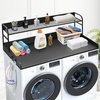 image:imageVEVOR 2 Drawers Washer Dryer Countertop with Shelf 54 x 27 Wooden Laundry Countertop with 2 Hooks amp Splicing Panels Washer and Dryer Topper Laundry Room Organization and Storage BlackBlack