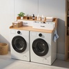 image:imageVEVOR 2 Drawers Washer Dryer Countertop with Shelf 54 x 27 Wooden Laundry Countertop with 2 Hooks amp Splicing Panels Washer and Dryer Topper Laundry Room Organization and Storage BlackNatural