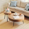 image:imageVEVOR 2 Pieces Round Coffee Tables Sets 313 in Industrial Living Room Table with 1 End Side Table Easy Assembly Coffee and End Tables Sets with Metal Legs for Office Living Room and Apartment