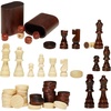 image:imageVEVOR 3in1 Chess Checkers Backgammon Table Set 18 Inch Premium Wooden Chess Table Deluxe Combo Game Table Furniture Set Chess Set Board Game Gift for Family Board GamesBrown