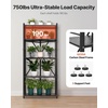 image:imageVEVOR 4Tier Foldable Storage Shelf 26W x 13D x 46H Inch Folding Metal Rack Shelving Unit No Assembly Organizer Shelf with 5 Wheels amp 4 Hooks for Pantry Kitchen Garage Basement BlackBlack