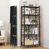 image:imageVEVOR 4Tier Foldable Storage Shelf 26W x 13D x 46H Inch Folding Metal Rack Shelving Unit No Assembly Organizer Shelf with 5 Wheels amp 4 Hooks for Pantry Kitchen Garage Basement BlackBlack