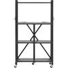 image:imageVEVOR 4Tier Foldable Storage Shelf 26W x 13D x 46H Inch Folding Metal Rack Shelving Unit No Assembly Organizer Shelf with 5 Wheels amp 4 Hooks for Pantry Kitchen Garage Basement BlackBlack