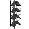 image:imageVEVOR 4Tier Foldable Storage Shelf 26W x 13D x 46H Inch Folding Metal Rack Shelving Unit No Assembly Organizer Shelf with 5 Wheels amp 4 Hooks for Pantry Kitchen Garage Basement BlackBlack