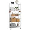 image:imageVEVOR 4Tier Foldable Storage Shelf 26W x 13D x 46H Inch Folding Metal Rack Shelving Unit No Assembly Organizer Shelf with 5 Wheels amp 4 Hooks for Pantry Kitchen Garage Basement BlackWhite