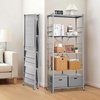 image:imageVEVOR 4Tier Foldable Storage Shelf 26W x 13D x 46H Inch Folding Metal Rack Shelving Unit No Assembly Organizer Shelf with 5 Wheels amp 4 Hooks for Pantry Kitchen Garage Basement BlackGrey