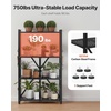 image:imageVEVOR 4Tier Foldable Storage Shelf 26W x 13D x 46H Inch Folding Metal Rack Shelving Unit No Assembly Organizer Shelf with 5 Wheels amp 4 Hooks for Pantry Kitchen Garage Basement BlackBlack