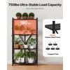 image:imageVEVOR 4Tier Foldable Storage Shelf 26W x 13D x 46H Inch Folding Metal Rack Shelving Unit No Assembly Organizer Shelf with 5 Wheels amp 4 Hooks for Pantry Kitchen Garage Basement BlackBlack