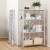 image:imageVEVOR 4Tier Foldable Storage Shelf 26W x 13D x 46H Inch Folding Metal Rack Shelving Unit No Assembly Organizer Shelf with 5 Wheels amp 4 Hooks for Pantry Kitchen Garage Basement BlackWhite