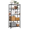 image:imageVEVOR 4Tier Foldable Storage Shelf 26W x 13D x 46H Inch Folding Metal Rack Shelving Unit No Assembly Organizer Shelf with 5 Wheels amp 4 Hooks for Pantry Kitchen Garage Basement BlackBlack