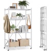 image:imageVEVOR 4Tier Foldable Storage Shelf 26W x 13D x 46H Inch Folding Metal Rack Shelving Unit No Assembly Organizer Shelf with 5 Wheels amp 4 Hooks for Pantry Kitchen Garage Basement BlackWhite