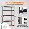 image:imageVEVOR 4Tier Foldable Storage Shelf 26W x 13D x 46H Inch Folding Metal Rack Shelving Unit No Assembly Organizer Shelf with 5 Wheels amp 4 Hooks for Pantry Kitchen Garage Basement BlackBlack