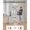 image:imageVEVOR 4Tier Foldable Storage Shelf 26W x 13D x 46H Inch Folding Metal Rack Shelving Unit No Assembly Organizer Shelf with 5 Wheels amp 4 Hooks for Pantry Kitchen Garage Basement BlackWhite