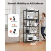 image:imageVEVOR 4Tier Foldable Storage Shelf 26W x 13D x 46H Inch Folding Metal Rack Shelving Unit No Assembly Organizer Shelf with 5 Wheels amp 4 Hooks for Pantry Kitchen Garage Basement BlackBlack
